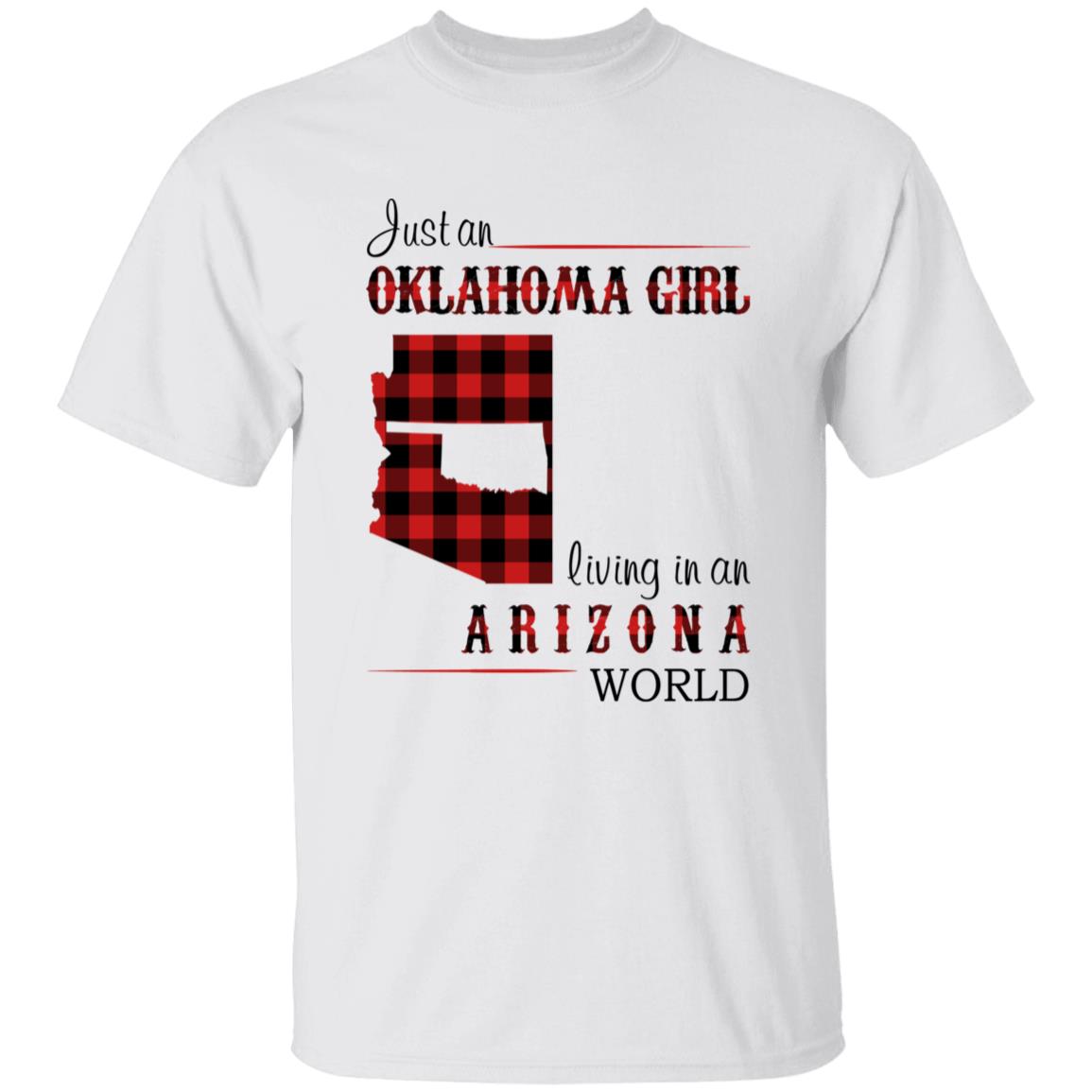 Just An Oklahoma Girl Living In An Arizona World T-shirt - T-shirt Born Live Plaid Red Teezalo