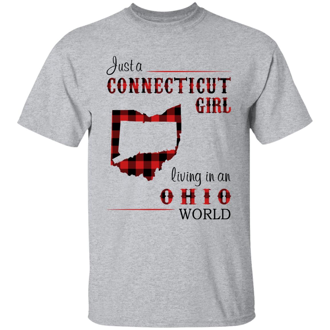 Just A Connecticut Girl Living In An Ohio World T-shirt - T-shirt Born Live Plaid Red Teezalo