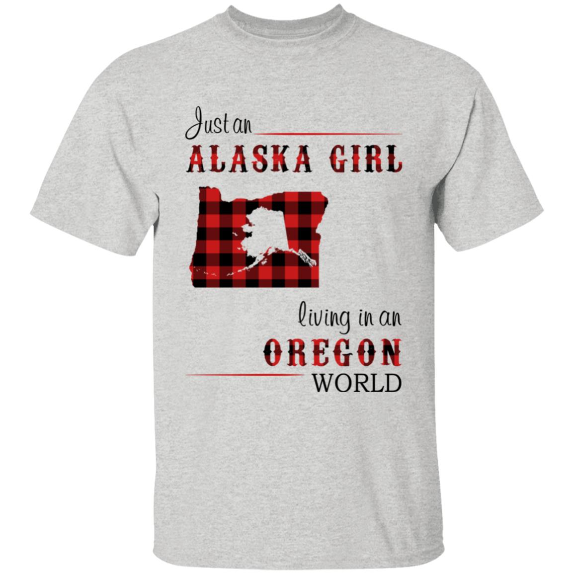 Just An Alaska Girl Living In An Oregon World T-shirt - T-shirt Born Live Plaid Red Teezalo