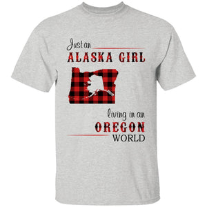 Just An Alaska Girl Living In An Oregon World T-shirt - T-shirt Born Live Plaid Red Teezalo