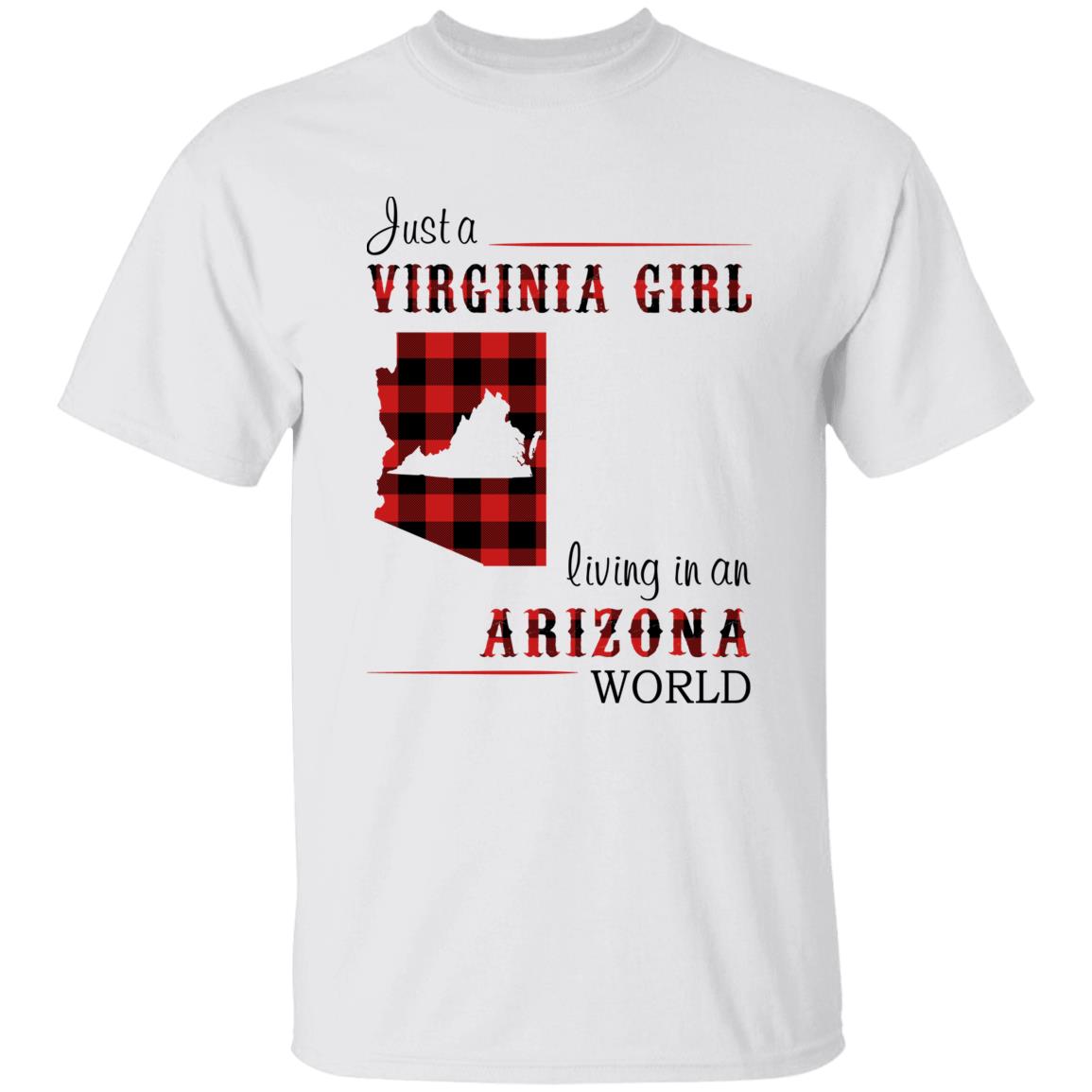 Just A Virginia Girl Living In An Arizona Girl T-shirt - T-shirt Born Live Plaid Red Teezalo
