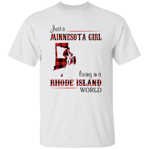 Just A Minnesota Girl Living In A Rhode Island World T-shirt - T-shirt Born Live Plaid Red Teezalo