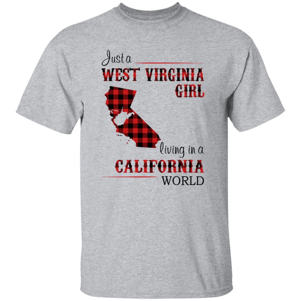 Just A West Virginia Girl Living In A California World T-shirt - T-shirt Born Live Plaid Red Teezalo