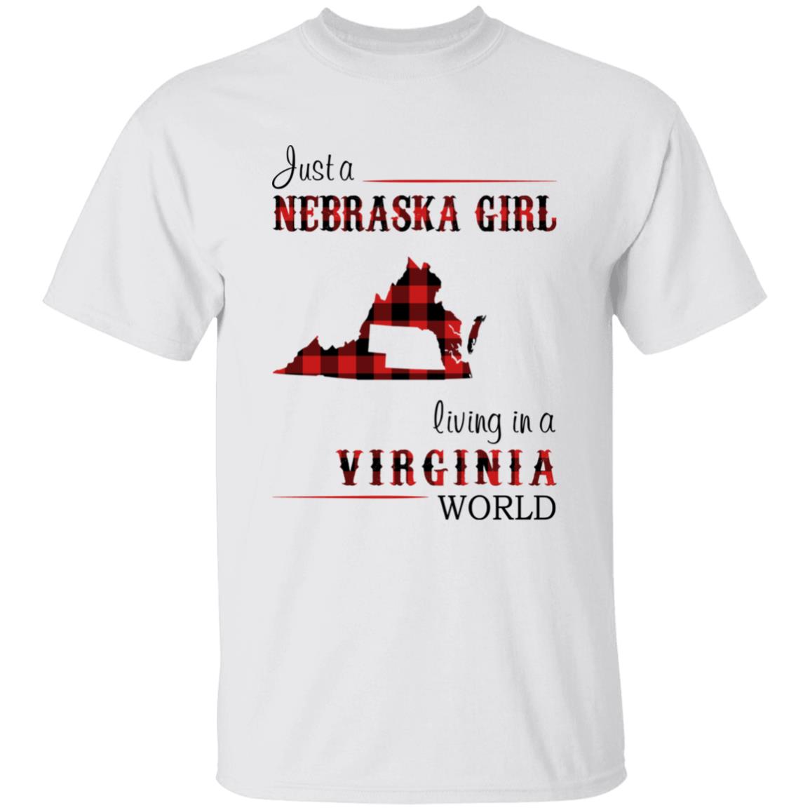 Just A Nebraska Girl Living In A Virginia World T-shirt - T-shirt Born Live Plaid Red Teezalo