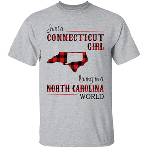 Just A Connecticut Girl Living In A North Carolina World T-shirt - T-shirt Born Live Plaid Red Teezalo