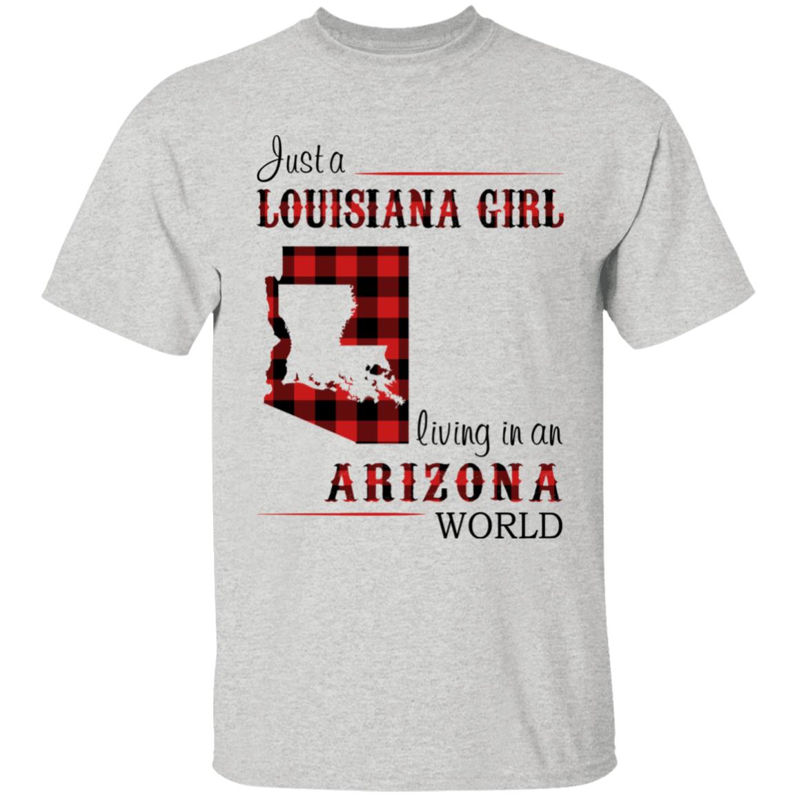 Just A Louisiana Girl Living In An Arizona World T-shirt - T-shirt Born Live Plaid Red Teezalo