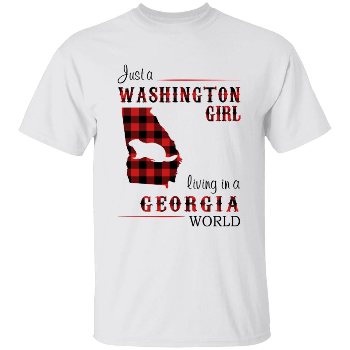 Just A Washington Girl Living In A Georgia World T-shirt - T-shirt Born Live Plaid Red Teezalo
