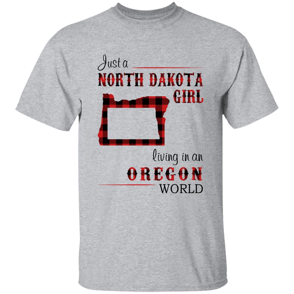 Just A North Dakota Girl Living In An Oregon World T-shirt - T-shirt Born Live Plaid Red Teezalo