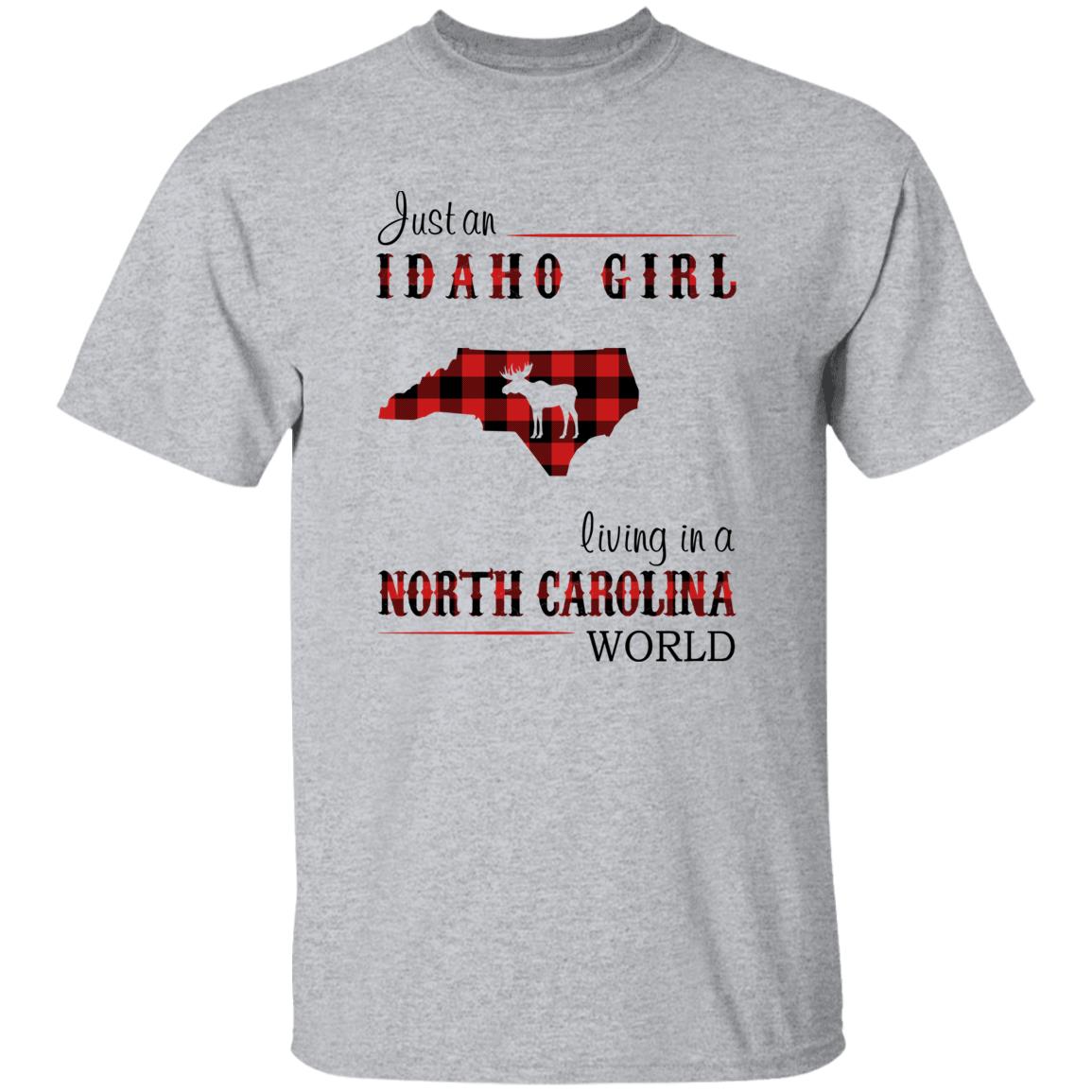 Just An Idaho Girl Living In A North Carolina World T-shirt - T-shirt Born Live Plaid Red Teezalo