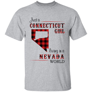 Just A Connecticut Girl Living In A Nevada World T-shirt - T-shirt Born Live Plaid Red Teezalo
