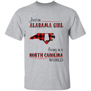 Just An Alabama  Girl Living In A North Carolina World T-shirt - T-shirt Born Live Plaid Red Teezalo