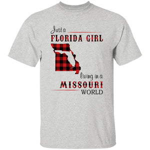 Just Florida Girl Living In A Missouri World T-shirt - T-shirt Born Live Plaid Red Teezalo