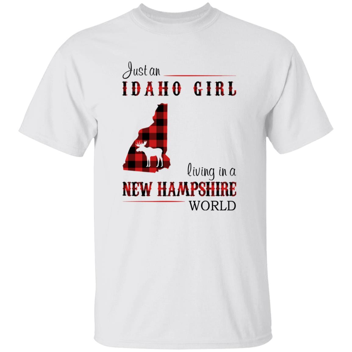 Just An Idaho Girl Living In A New Hampshire World T-shirt - T-shirt Born Live Plaid Red Teezalo
