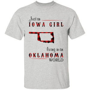 Just An Iowa Girl Living In An Oklahoma World T-shirt - T-shirt Born Live Plaid Red Teezalo