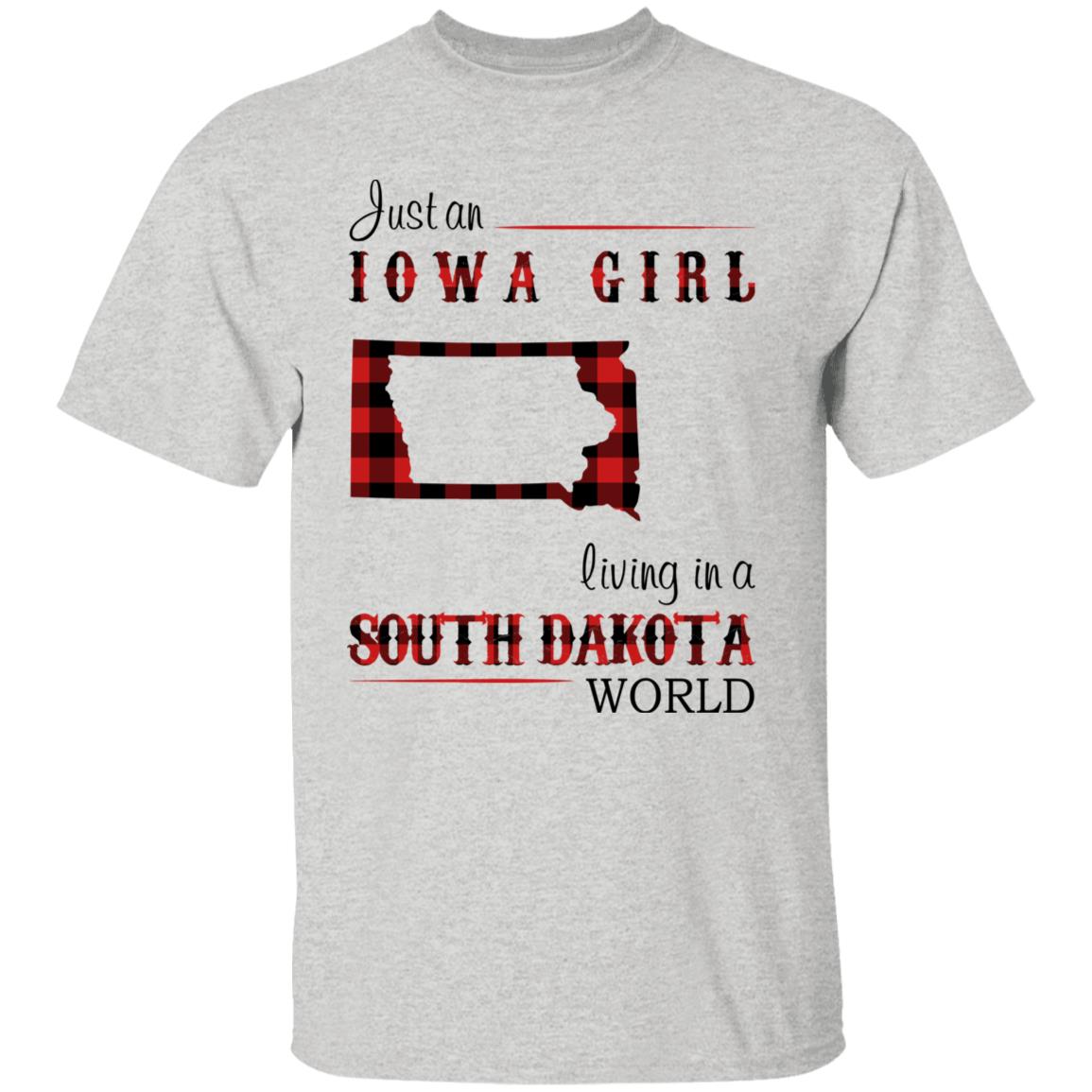 Just An Iowa Girl Living In A South Dakota World T-shirt - T-shirt Born Live Plaid Red Teezalo