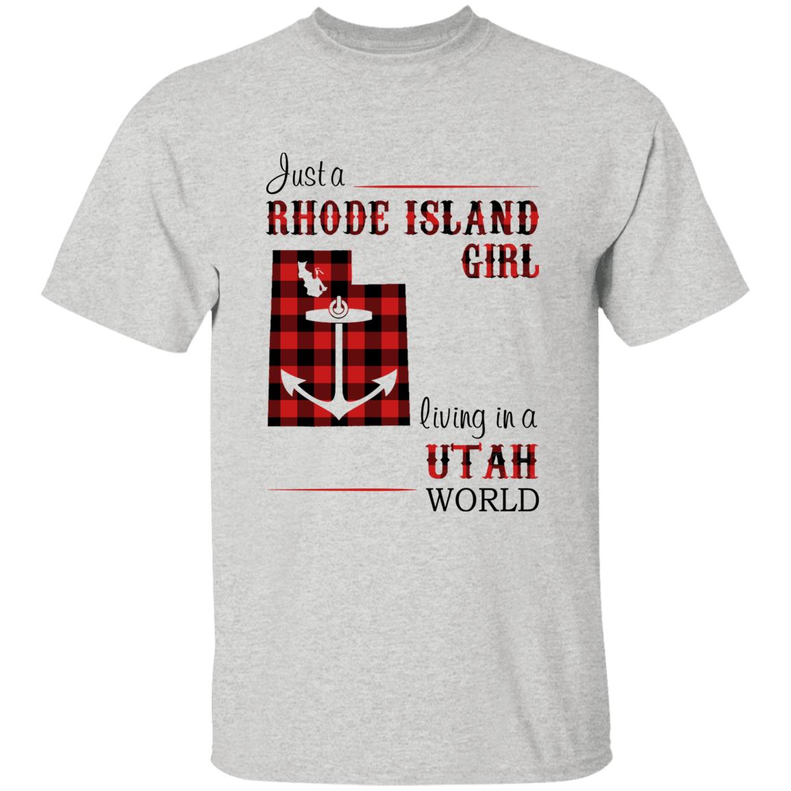 Just A Rhode Island Girl Living In A Utah World T-shirt - T-shirt Born Live Plaid Red Teezalo