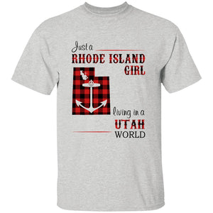 Just A Rhode Island Girl Living In A Utah World T-shirt - T-shirt Born Live Plaid Red Teezalo