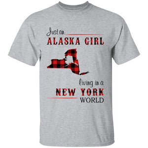Just An Alaska Girl Living In A New York World T-shirt - T-shirt Born Live Plaid Red Teezalo