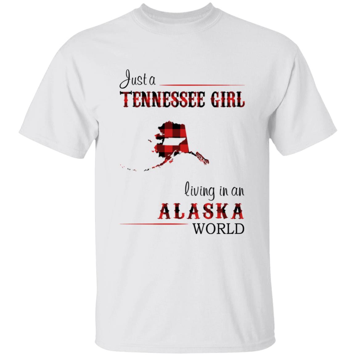 Just A Tennessee Girl Living In An Alaska World T-shirt - T-shirt Born Live Plaid Red Teezalo