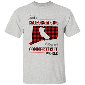 Just A California Girl Living In A Connecticut World T-Shirt - T-shirt Born Live Plaid Red Teezalo