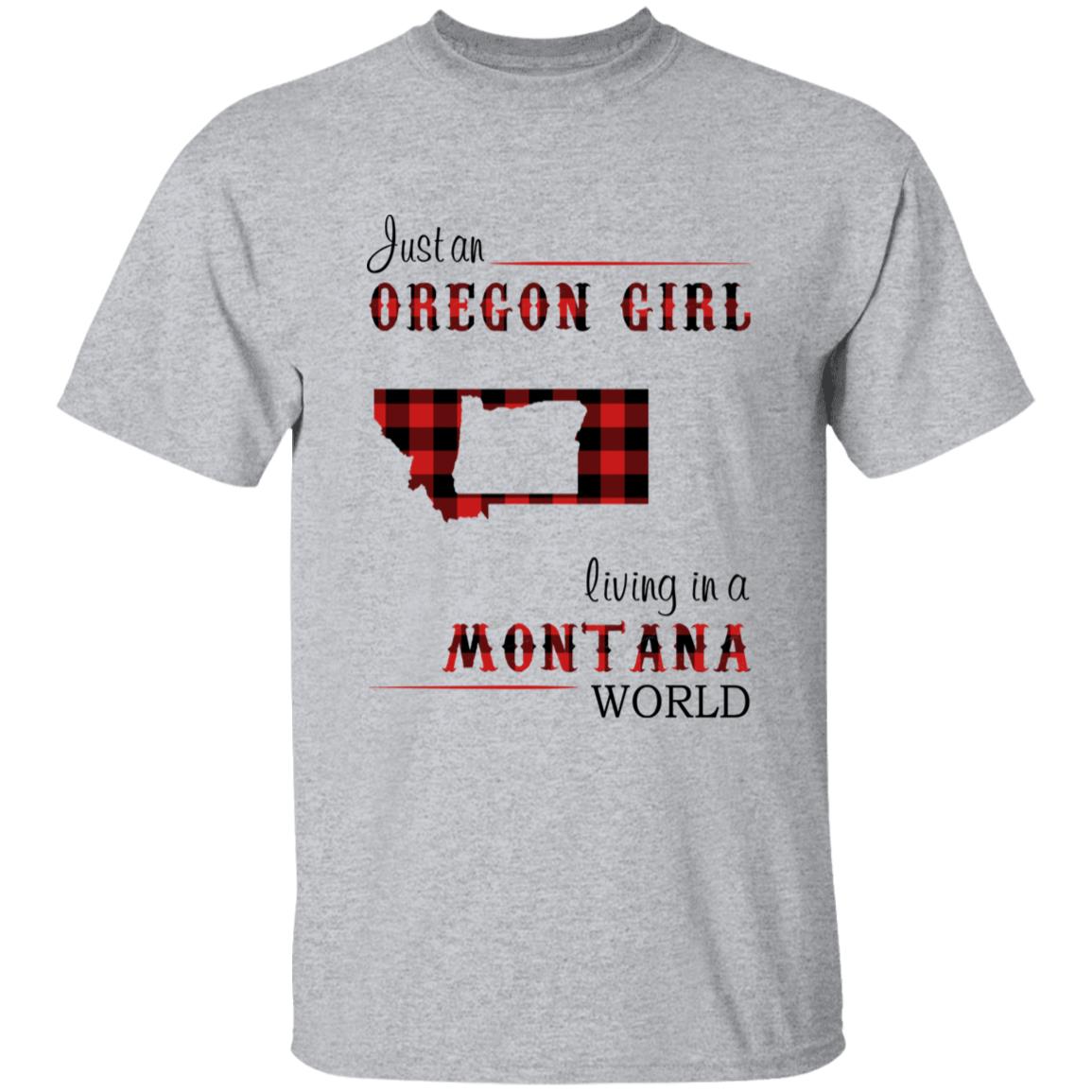 Just An Oregon Girl Living In A Montana World T-shirt - T-shirt Born Live Plaid Red Teezalo