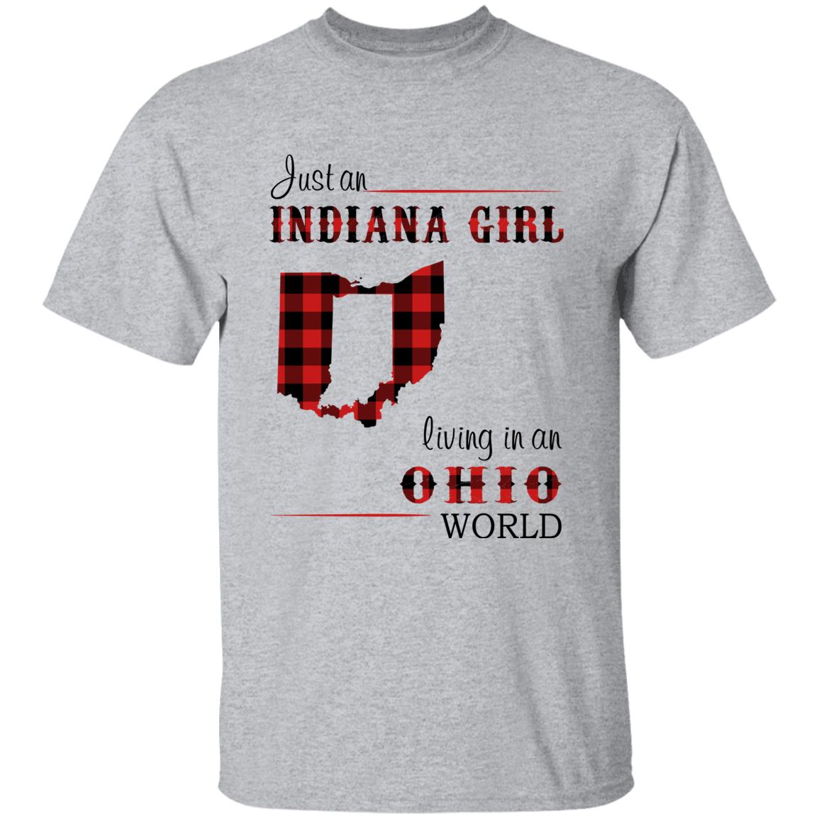 Just An Indiana Girl Living In An Ohio World T-shirt - T-shirt Born Live Plaid Red Teezalo