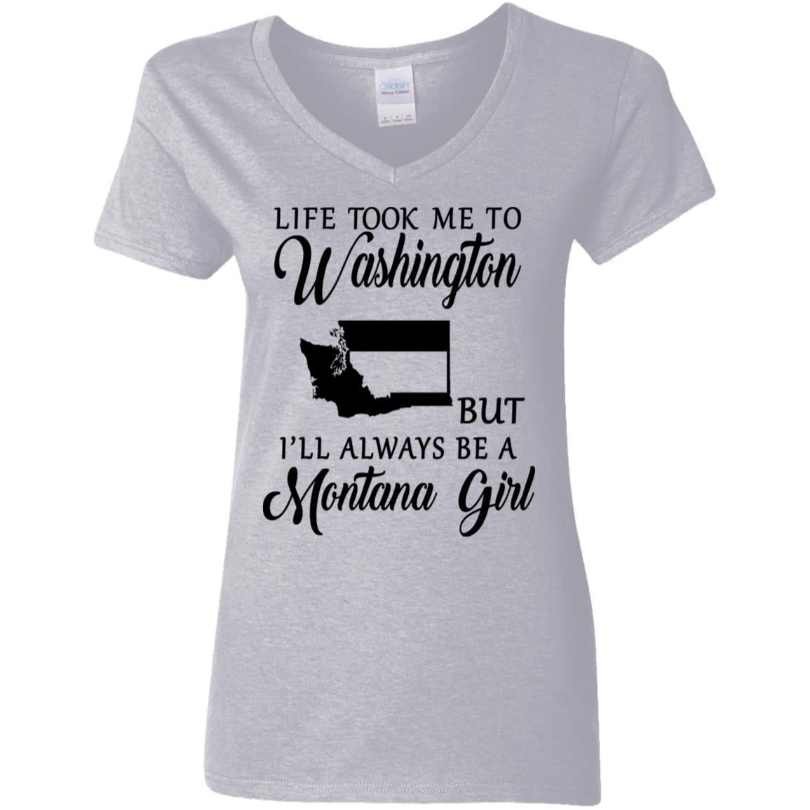 Life Took Me To Washington Always Be A Montana Girl T-Shirt - T-shirt Teezalo