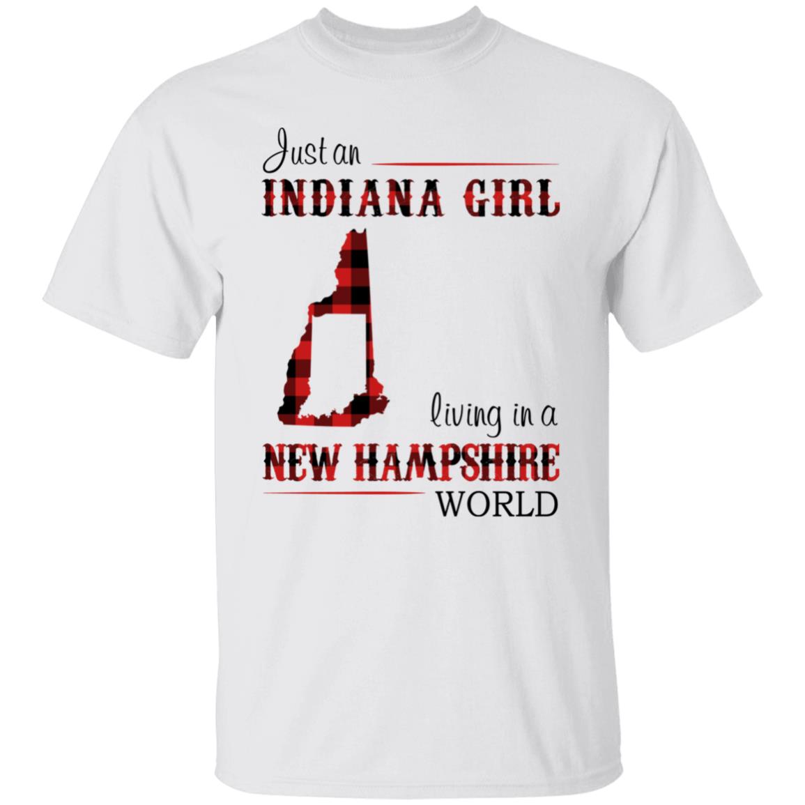 Just An Indiana Girl Living In A New Hampshire World T-Shirt - T-shirt Born Live Plaid Red Teezalo