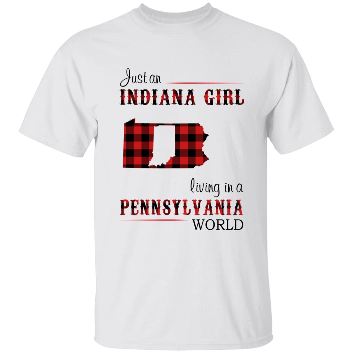 Just An Indiana Girl Living In A Pennsylvania World T-shirt - T-shirt Born Live Plaid Red Teezalo