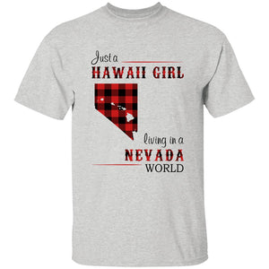 Just A Hawaii Girl Living In A Nevada World T-shirt - T-shirt Born Live Plaid Red Teezalo