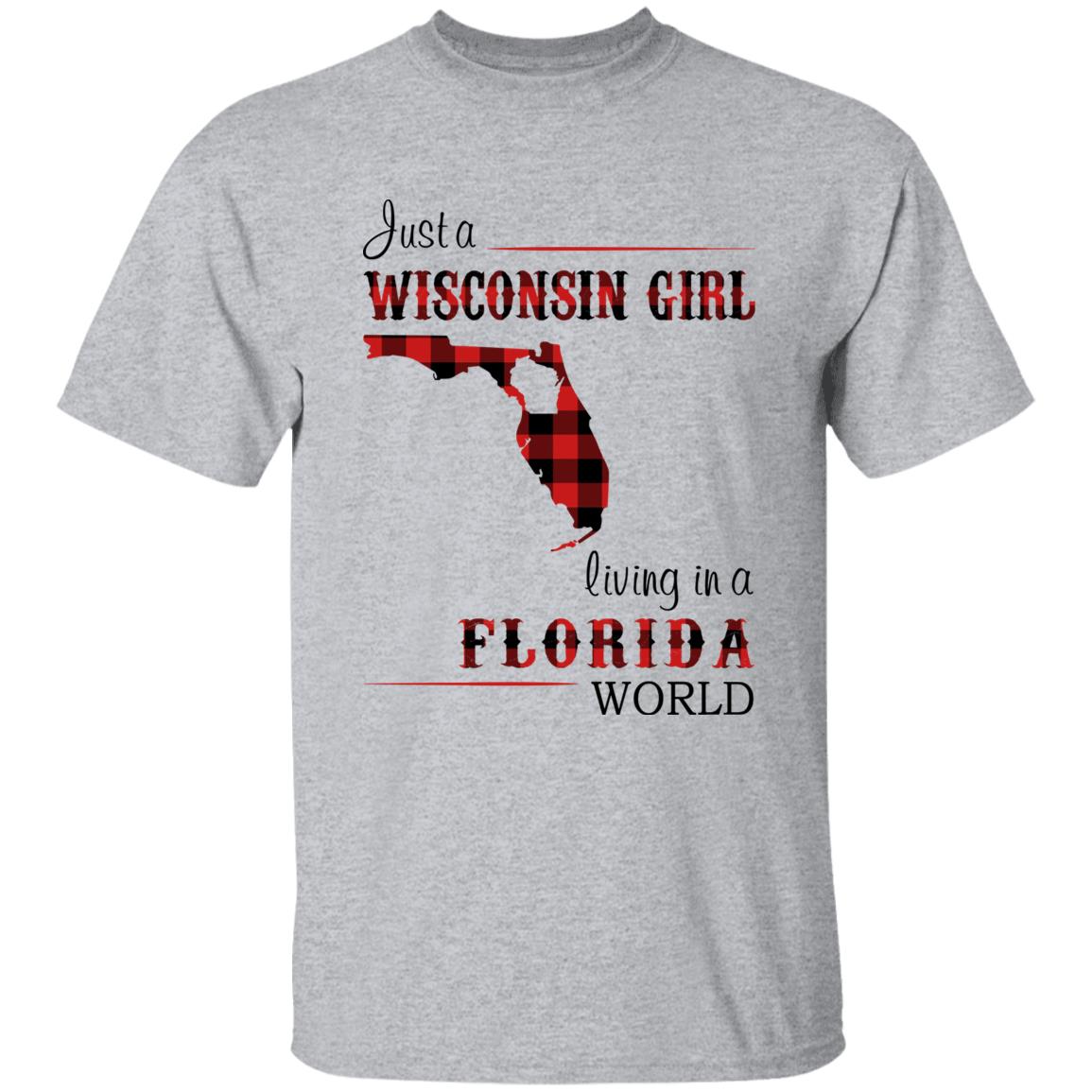 Just A Wisconsin Girl Living In A Florida World T-shirt - T-shirt Born Live Plaid Red Teezalo