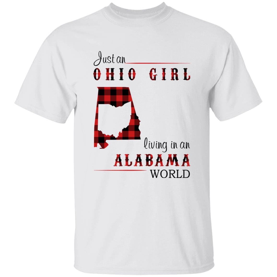 Just An Ohio Girl Living In An Alabama World T-shirt - T-shirt Born Live Plaid Red Teezalo