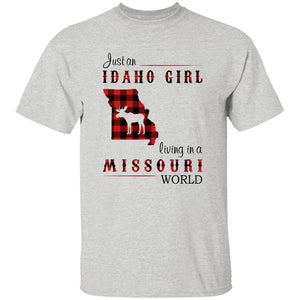 Just An Idaho Girl Living In A Missouri World T-shirt - T-shirt Born Live Plaid Red Teezalo