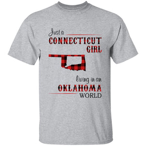 Just A Connecticut Girl Living In An Oklahoma World T-shirt - T-shirt Born Live Plaid Red Teezalo