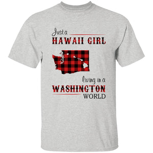 Just A Hawaii Girl Living In A Washington World T-shirt - T-shirt Born Live Plaid Red Teezalo