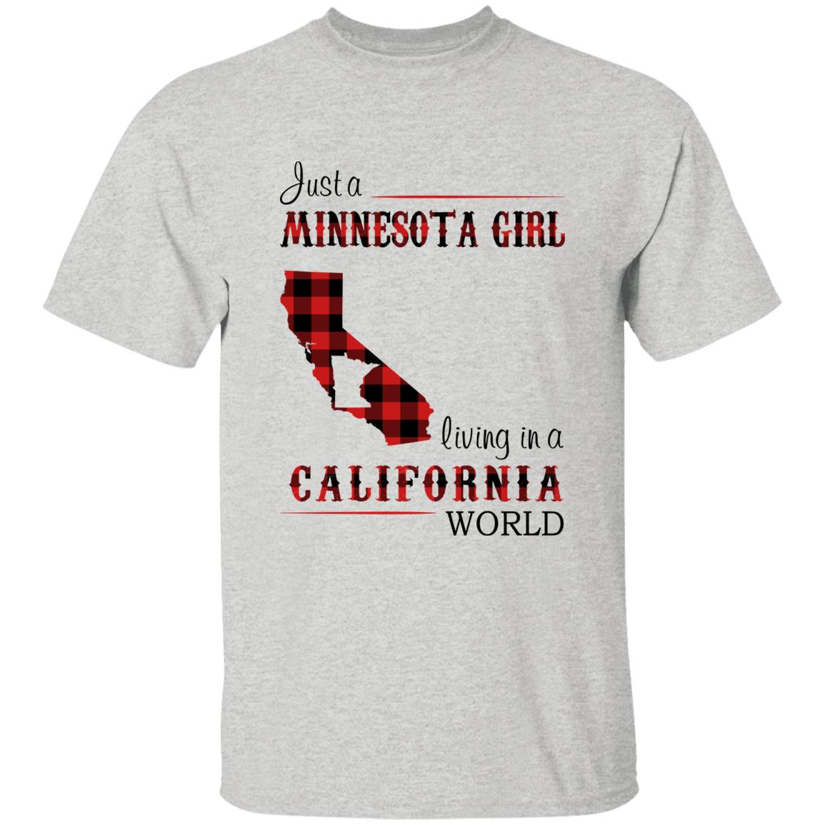 Just A Minnesota Girl Living In A California World T-shirt - T-shirt Born Live Plaid Red Teezalo