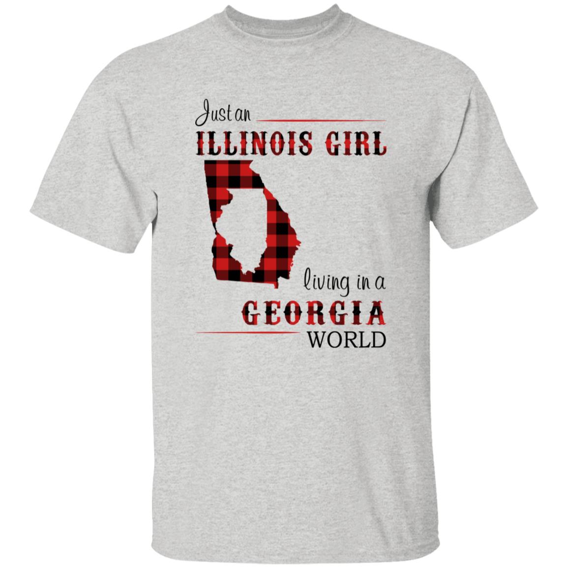 Just An Illinois Girl Living In A Georgia World T-shirt - T-shirt Born Live Plaid Red Teezalo