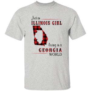 Just An Illinois Girl Living In A Georgia World T-shirt - T-shirt Born Live Plaid Red Teezalo
