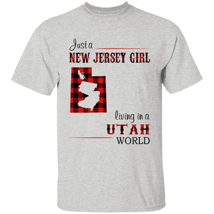 Just A New Jersey Girl Living In A Utah World T-shirt - T-shirt Born Live Plaid Red Teezalo