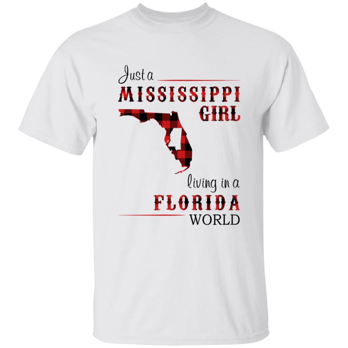 Just A Mississippi Girl Living In A Florida World T-shirt - T-shirt Born Live Plaid Red Teezalo