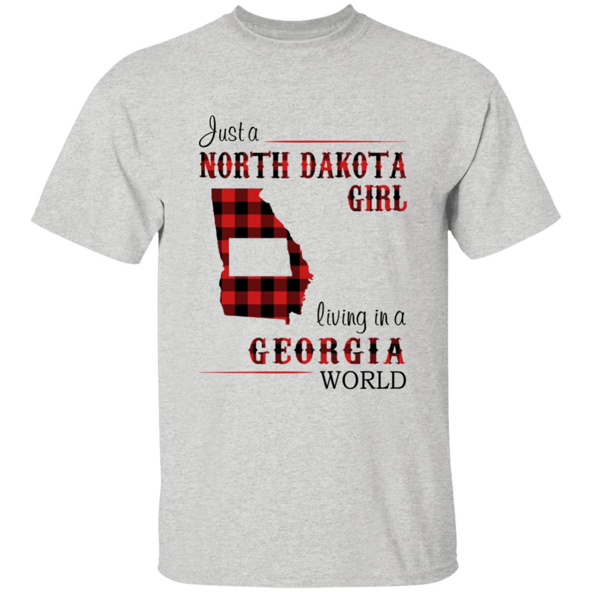 Just A North Dakota Girl Living In A Georgia World T-shirt - T-shirt Born Live Plaid Red Teezalo
