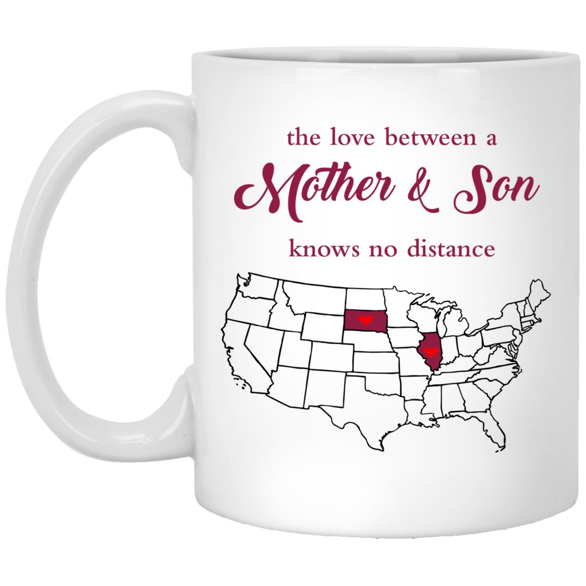Illinois South Dakota The Love Between Mother And Son Mug - Mug Teezalo