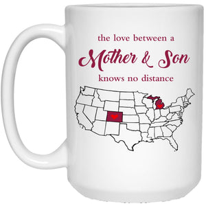 Michigan Colorado The Love Between Mother And Son Mug - Mug Teezalo