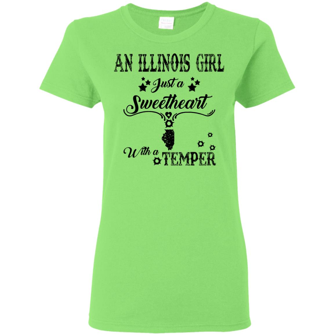 Illinois Girl Just A Sweetheart With A Temper T-shirt - T-shirt Teezalo