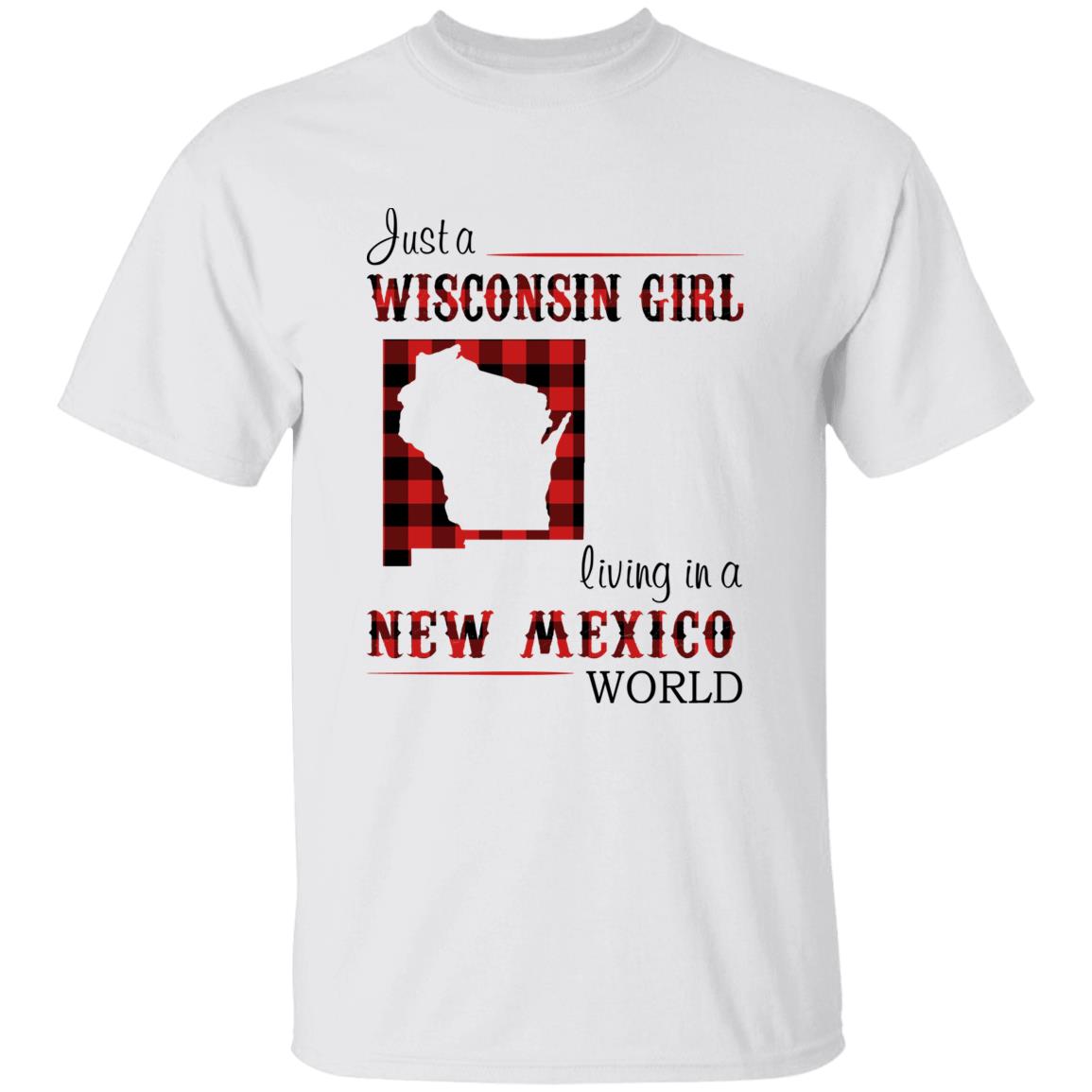 Just A Wisconsin Girl Living In A New Mexico World T-shirt - T-shirt Born Live Plaid Red Teezalo