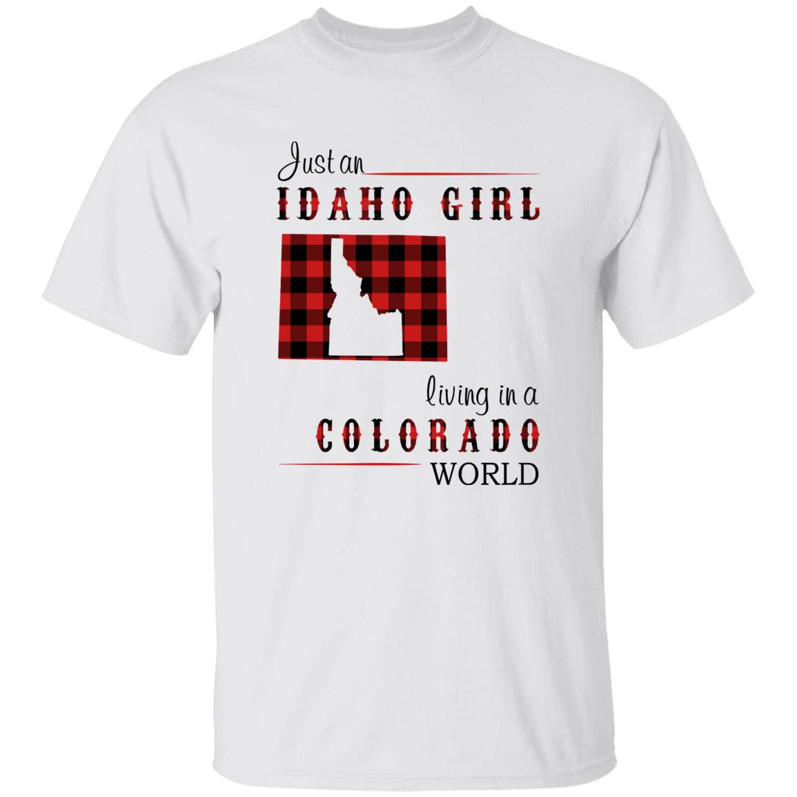 Just An Idaho Girl Living In A Colorado World T-shirt - T-shirt Born Live Plaid Red Teezalo