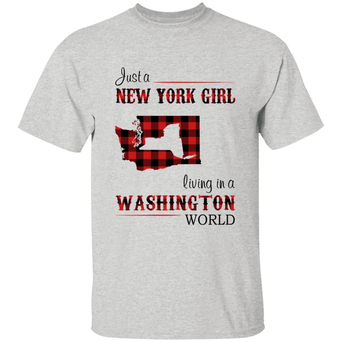 Just A New York Girl Living In A Washington World T-shirt - T-shirt Born Live Plaid Red Teezalo