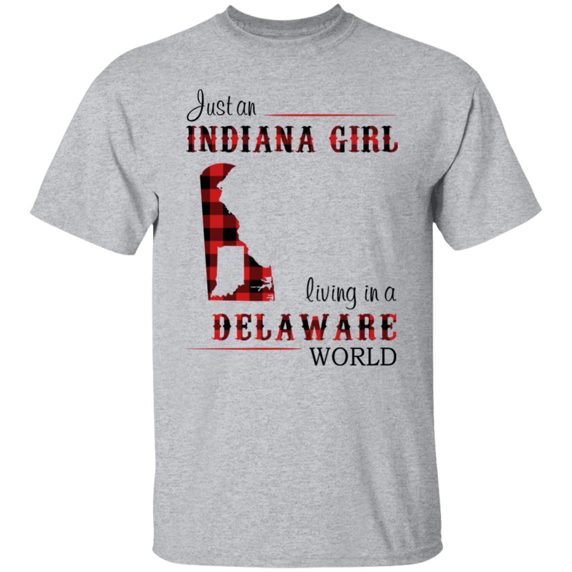Just An Indiana Girl Living In A Delaware World T-Shirt - T-shirt Born Live Plaid Red Teezalo