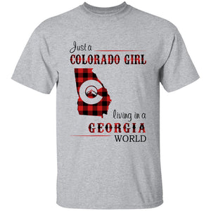 Just A Colorado Girl Living In A Georgia World T-shirt - T-shirt Born Live Plaid Red Teezalo