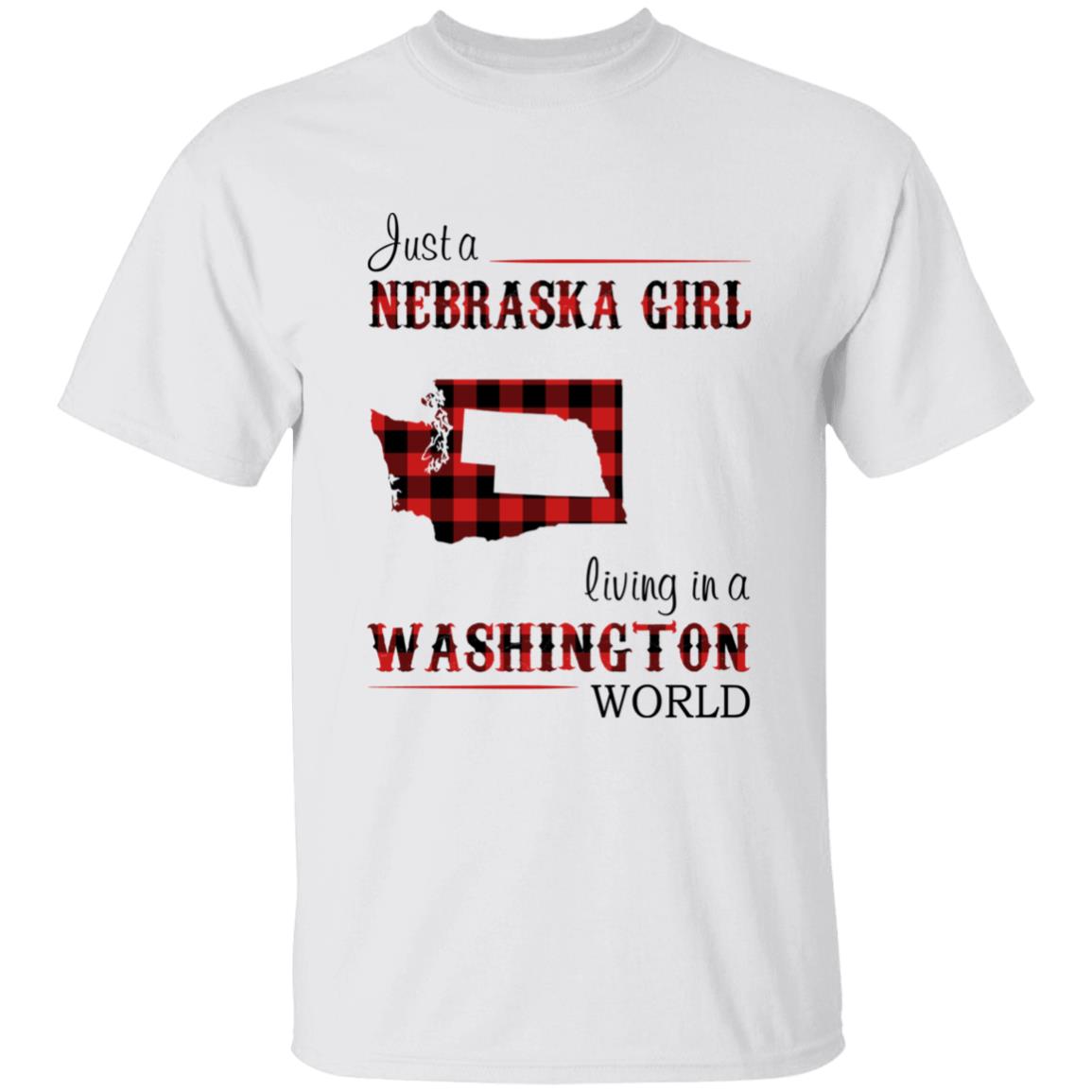 Just A Nebraska Girl Living In A Washington World T-shirt - T-shirt Born Live Plaid Red Teezalo